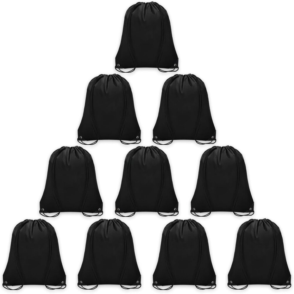 Stylish 10pcs Black Drawstring Backpack Bulk - Pe… - image 1